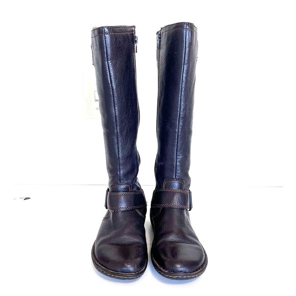 BOC Born Womens Boots Size 38 US 7 Brown Leather Knee High Riding Buckle Comfort - Picture 2 of 12